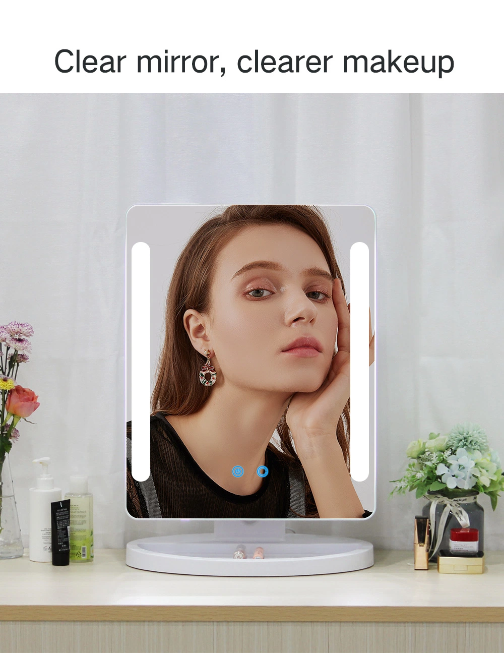 Tabletop Dimmable LED Makeup Mirror Smart LED Makeup Mirror