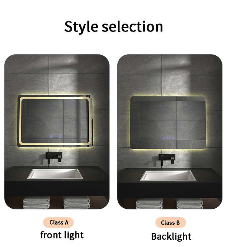 Anti Fog Contemporary Electronic Wall Smart LED Bathroom Mirror Rectangular Frameless Mirrors