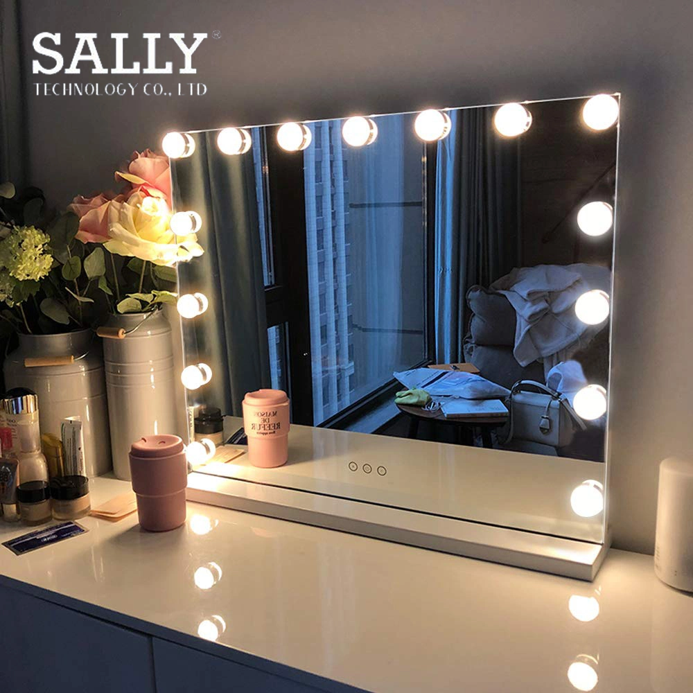 China Wholesale Price Sally Wall Mirror 3000-6500K USB Port Hollywood Light Makeup Vanity Mirror Dressing Table Mirror