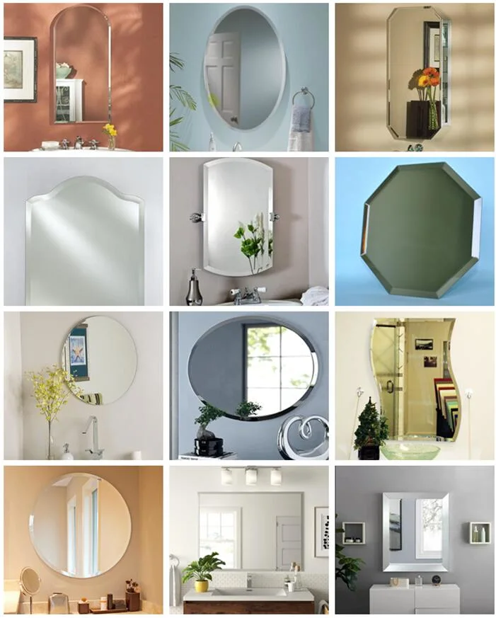 China Factory Frameless Square 4mm Beveled Mirror Wall Mounted for Home Decoration Bathroom Living Room Furniture