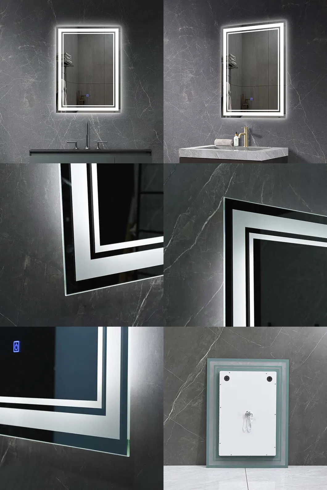 Wholesale Luxury Popular Frameless Rectangle Styling Smart Glass Furniture LED Bathroom Wall Makeup Mirror with Lights