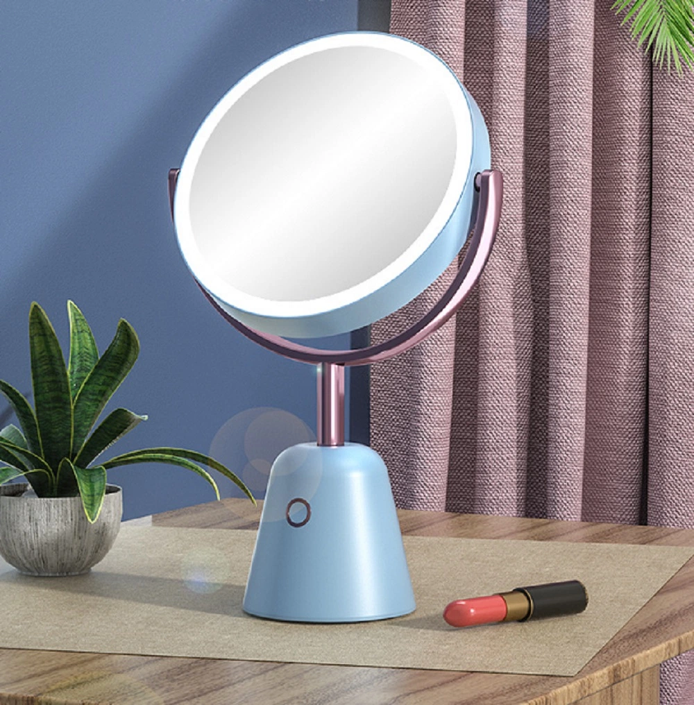 Double-Sided LED Illuminated Cosmetic Mirror Tabletop LED Lighted Foldaway Vanity Mirror Portable Bl17684