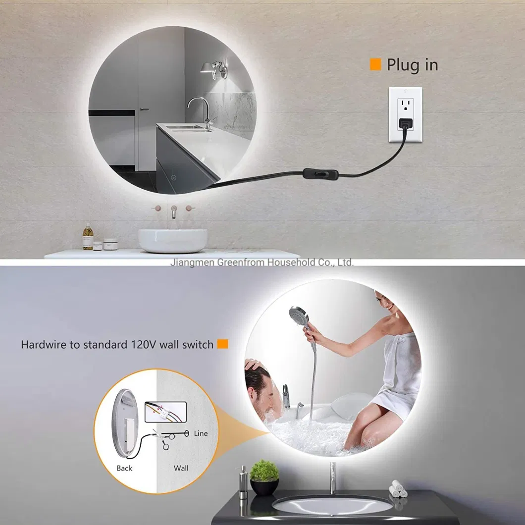 Frameless LED Illuminated Round Shape Bathroom Mirror