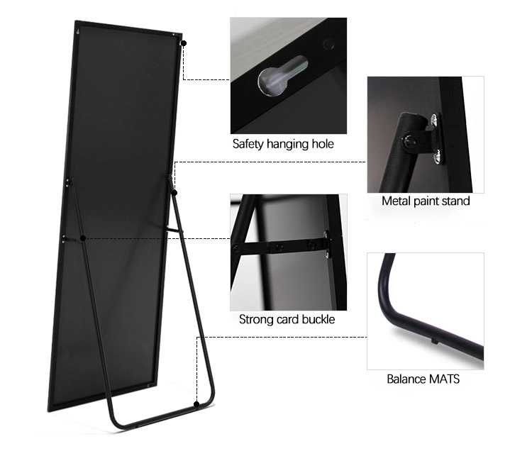 Anti-Explosion Full Length Aluminum Framed Free Standing Dressing Floor Mirror