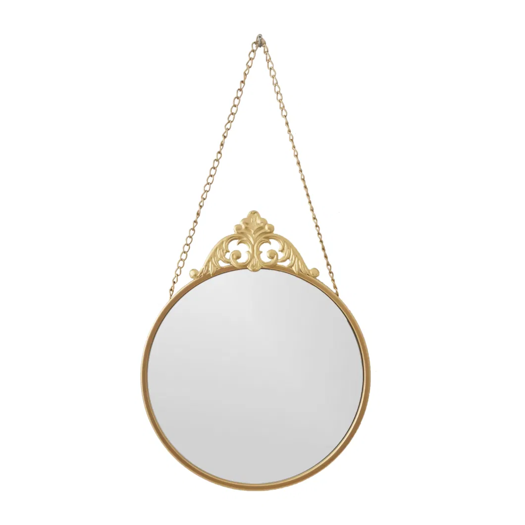 Hanging Wall Mirror Decorative Metal Round Mirror with Chain for Home Decor Bathroom Bedroom Living Room