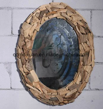 Solid Wooden Decoration to The Hotel Bathroom Cafe Bars Make up The Corridor Wall Hanging Oval Mirror Can Be Customized (M-X3759)