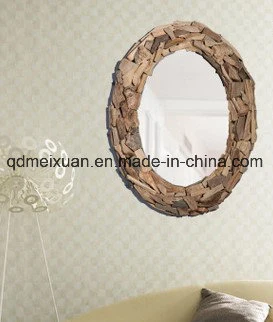 Solid Wooden Decoration to The Hotel Bathroom Cafe Bars Make up The Corridor Wall Hanging Oval Mirror Can Be Customized (M-X3759)