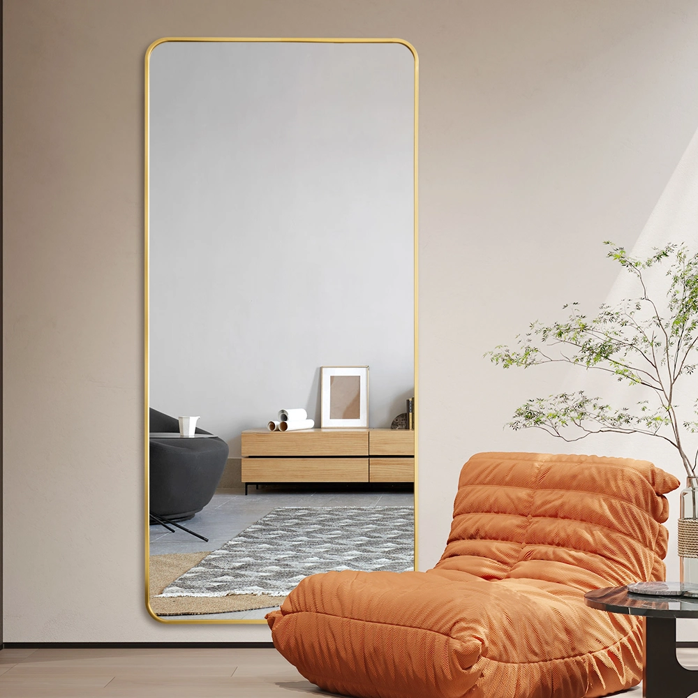 Bolen Big Gold Floor Mirror Body Standing Full Length Mirror Metal Frame Silver Aluminum