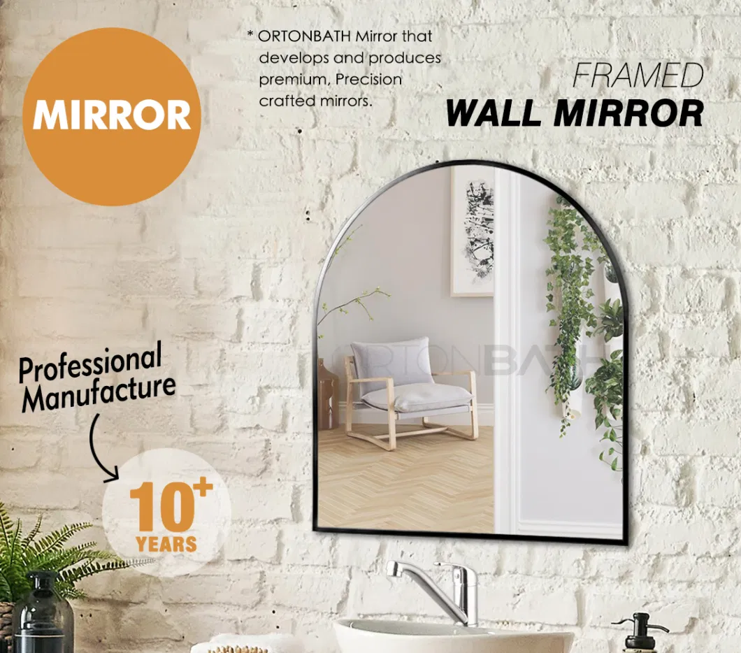 Ortonbath Wide Frame Arched Black Vanity Wall Mirror with Metal Frame, Modern &amp; Contemporary Arch Top Wall Mirror for Bedroom, Entryway