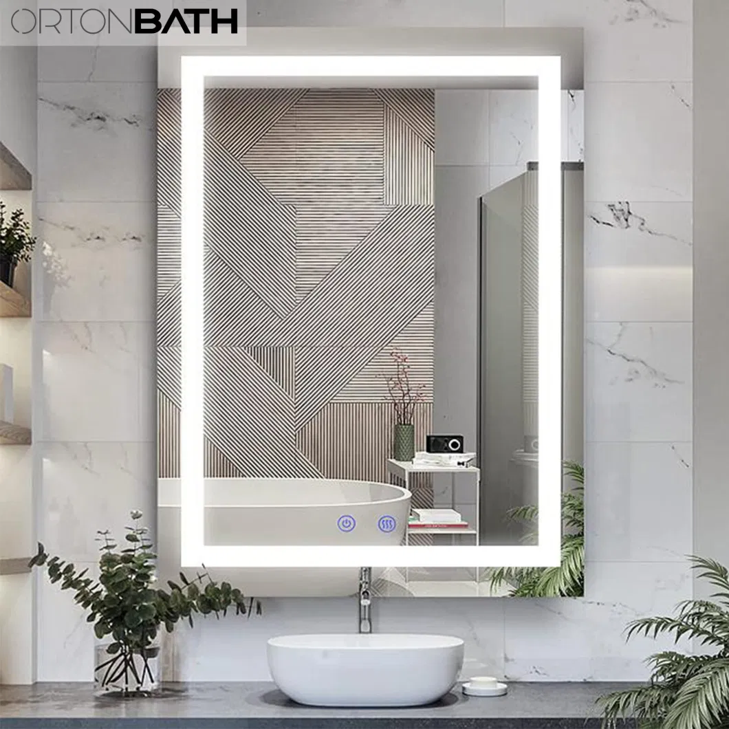 Ortonbath Two Vertical Rectangular Frameless LED Bathroom Mirror, Wall-Mounted Vanity Makeup Lighted Mirror, Anti-Fog, Dimmable Lights, Waterproof Mirror