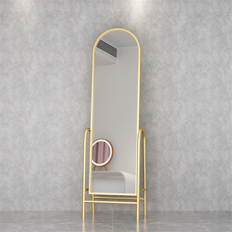 Light Luxury Mirror Full-Length Mirror Floor-to-Ceiling Mirror Home Bedroom Girls Can Rotate Dressing Mirror Coat Rack Integrated