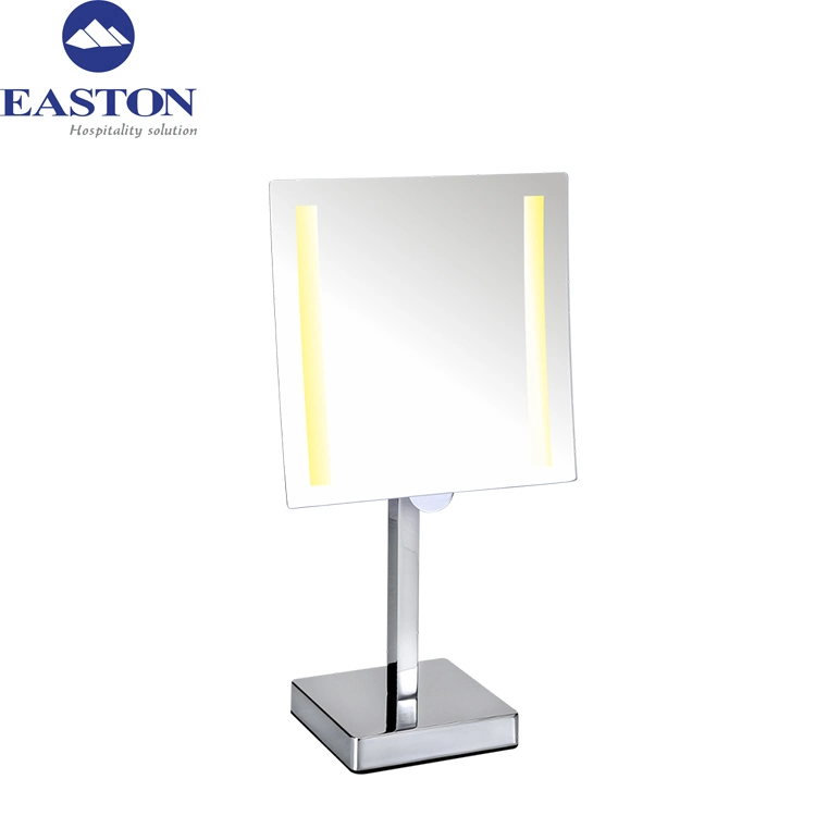 Free Standing LED Light Magnifying Mirror with Height Adjustable