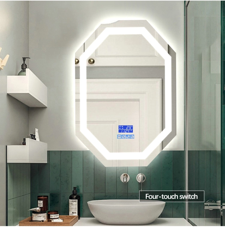 Irregular Illuminated Waterproof LED Wall Light Sensor Touch Screen Bathroom Frameless Mirror