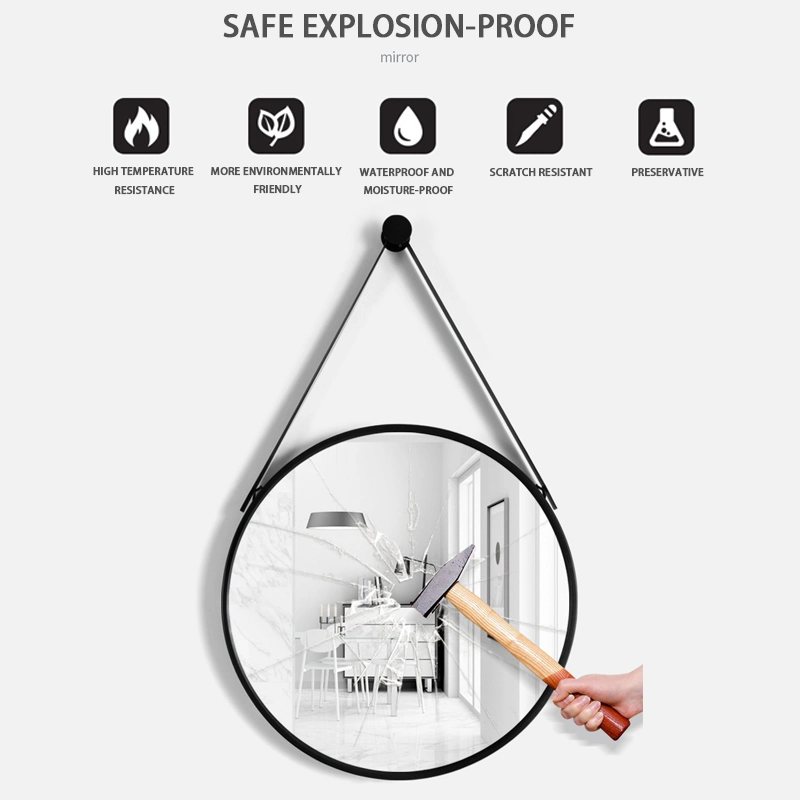 Metal Belt Wall Hanging Luxury Circle Aluminum Framed Backlit LED Bathroom Mirror