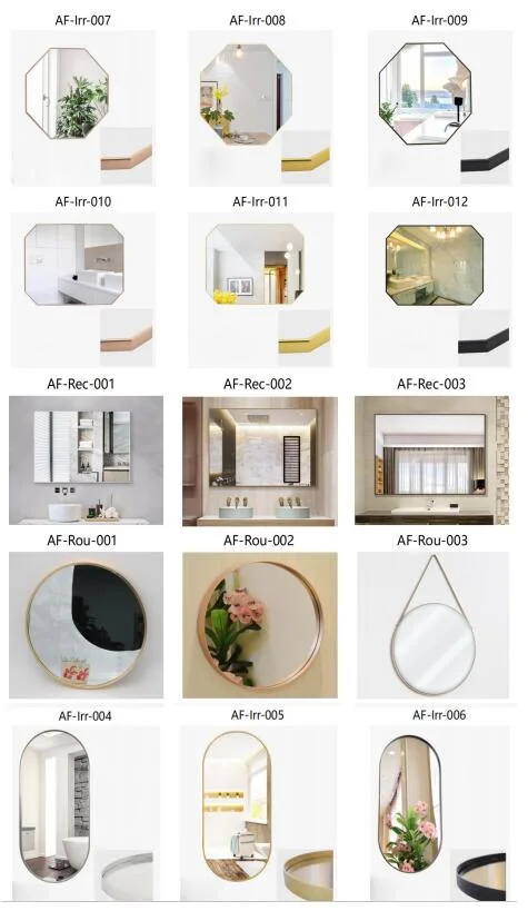 Home Decor Decorative Gold Golden Black Round Rectangle Aluminum Framed Frame Bathroom Wall Mirror