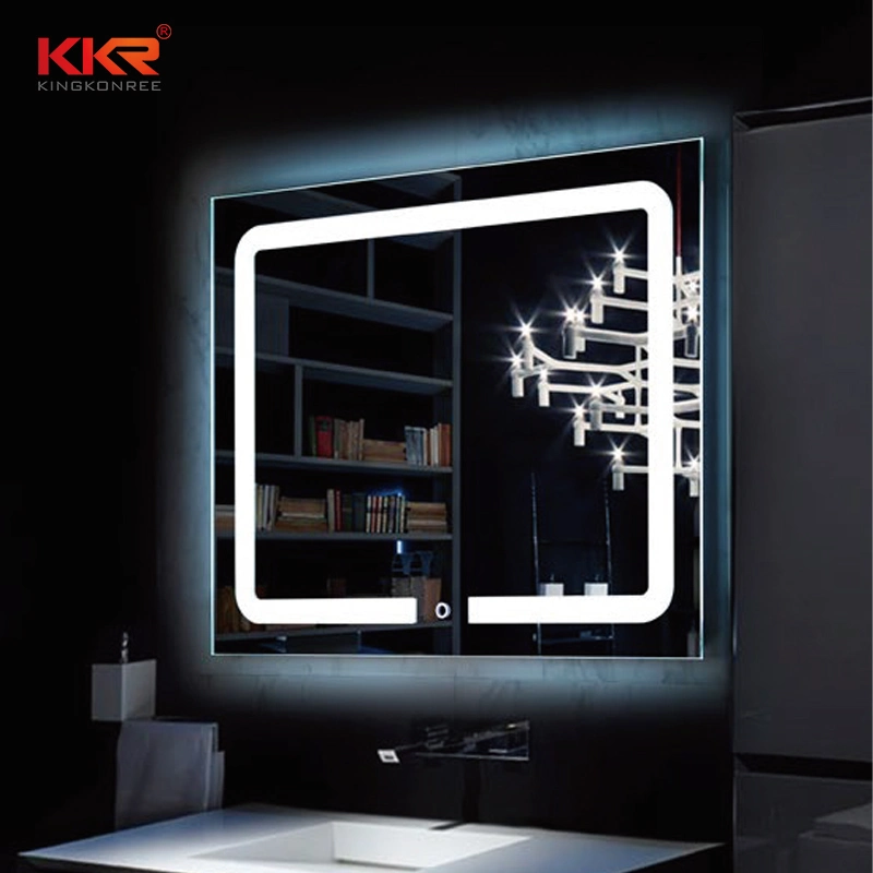 Square Anti-Fog Frameless LED Lighted Hotel Luxury Bathroom Mirror