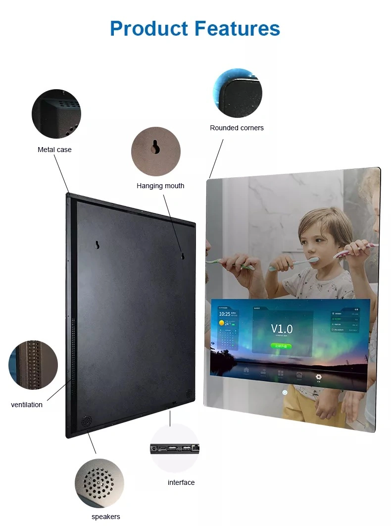 10.1 Inch CE RoHS Capacitive/Resistive/Pcap Touch Screen Wall Mounted LED LCD Display Bathroom/Bath/Makeup/Fitness/Gym/Hotel/Smart Home Smart Magic Glass Mirror