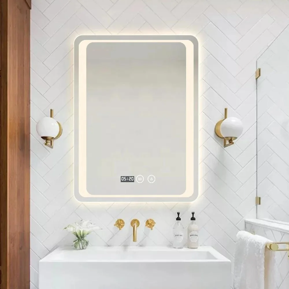 LED Bathroom Mirror for Vanity, Wall Mounted Lighted Mirror, Frameless Bathroom Mirror with Lights Dimmable Anti-Fog Memory Function