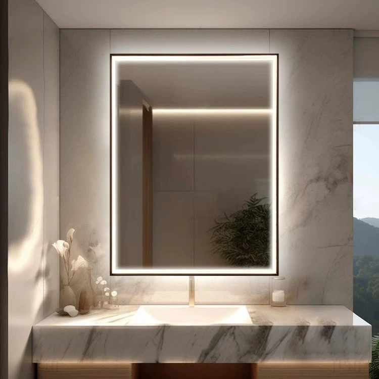 CE/Rosh Hotel Villa Front and Back Glow Black Border LED Bathroom Mirror