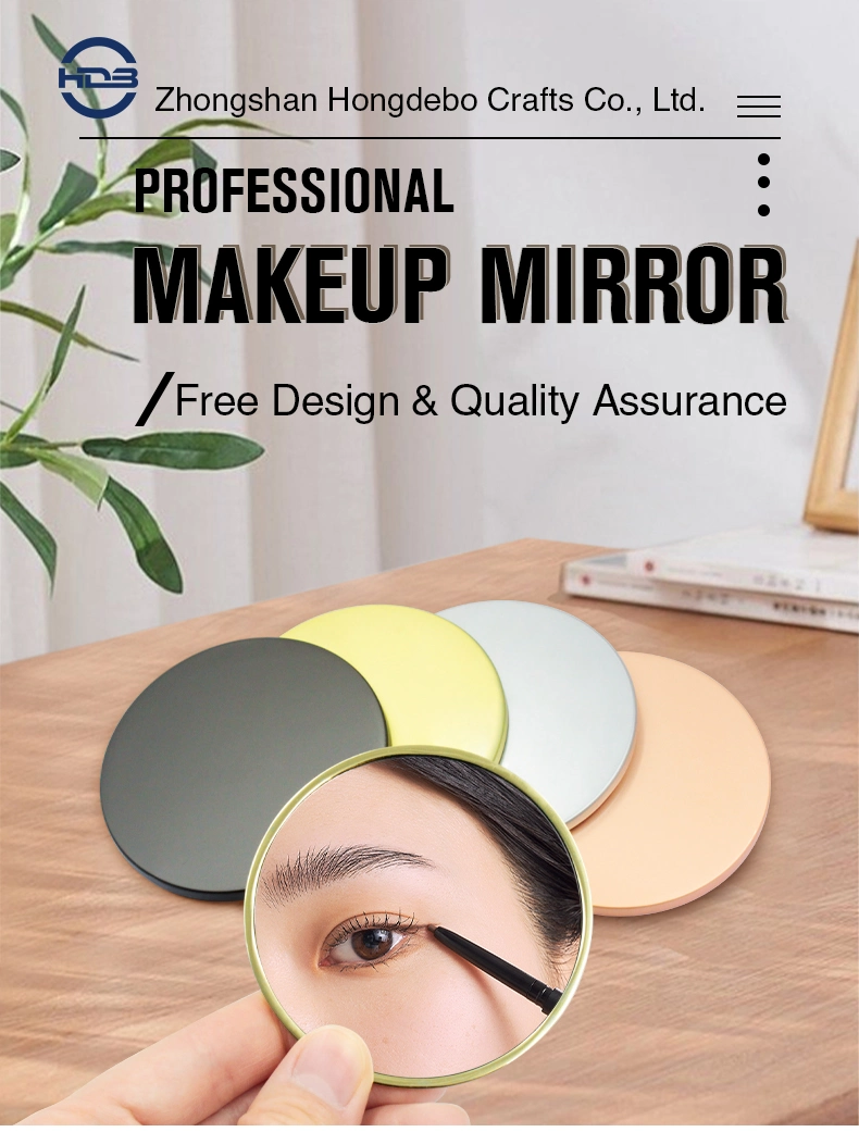 Factory Custom Design Zinc Alloy Luxury Black Cute Wholesale Small Makeup Mirror Metal Gold Storage Mini Round Cosmetic Mirror
