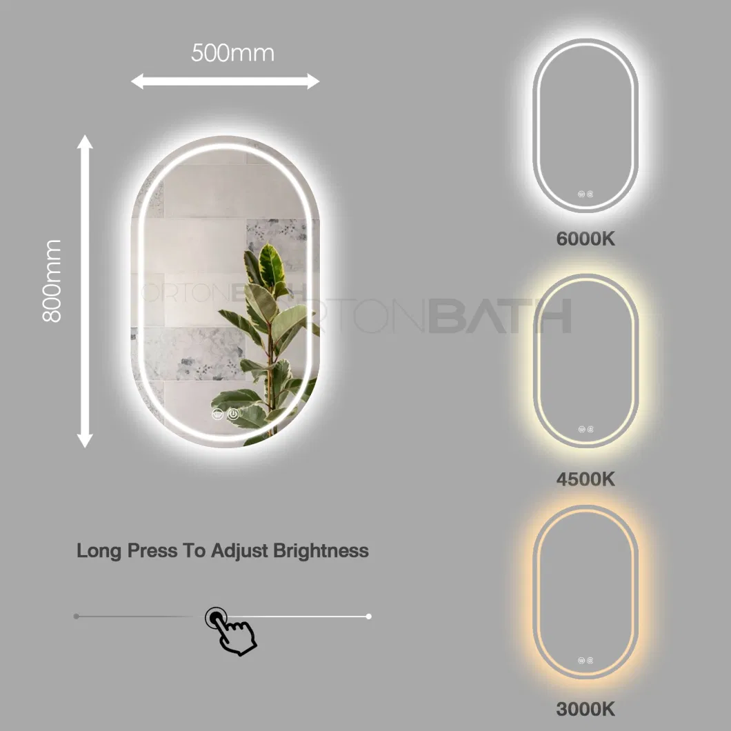 Ortonbath Black LED Mirror Round 24inch,Round Bathroom Mirror with Smart Sensor,Dimmable Wall Mounted Vanity Mirror with 3 Color Lights,Anti-Fog,IP54 Waterproof