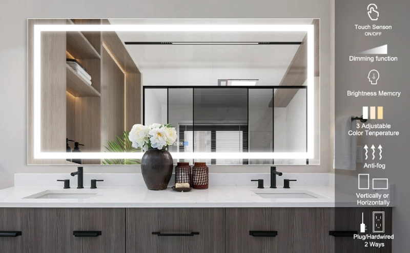 LED Frameless Mirror Wall-Mounted Full-Length Mirror Intelligent Bathroom Mirrors