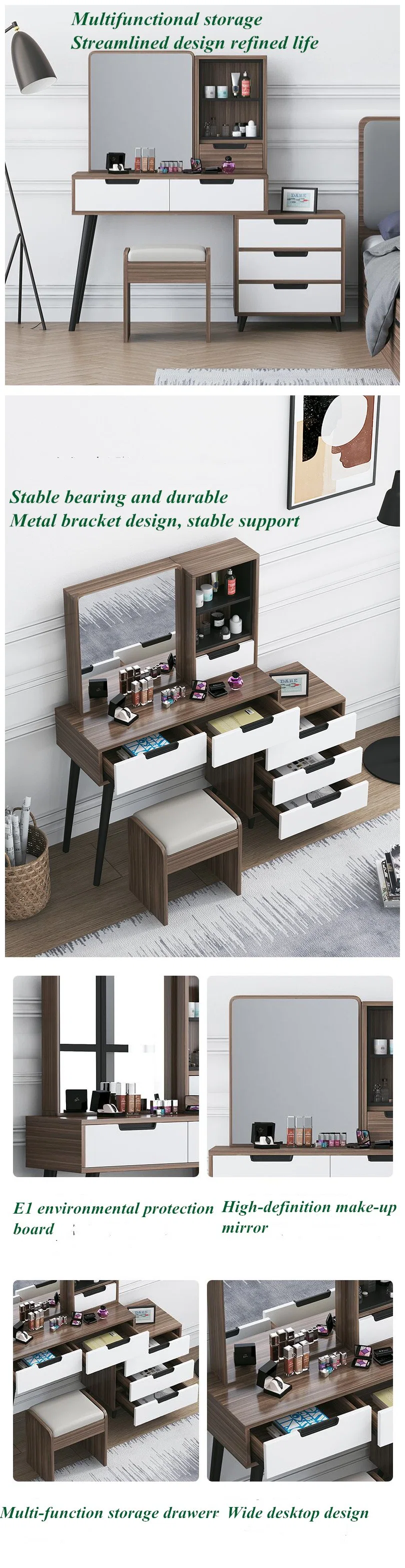 Hot Sale Modern Simple MDF Home Bedroom Furniture Dressing Table with Mirror