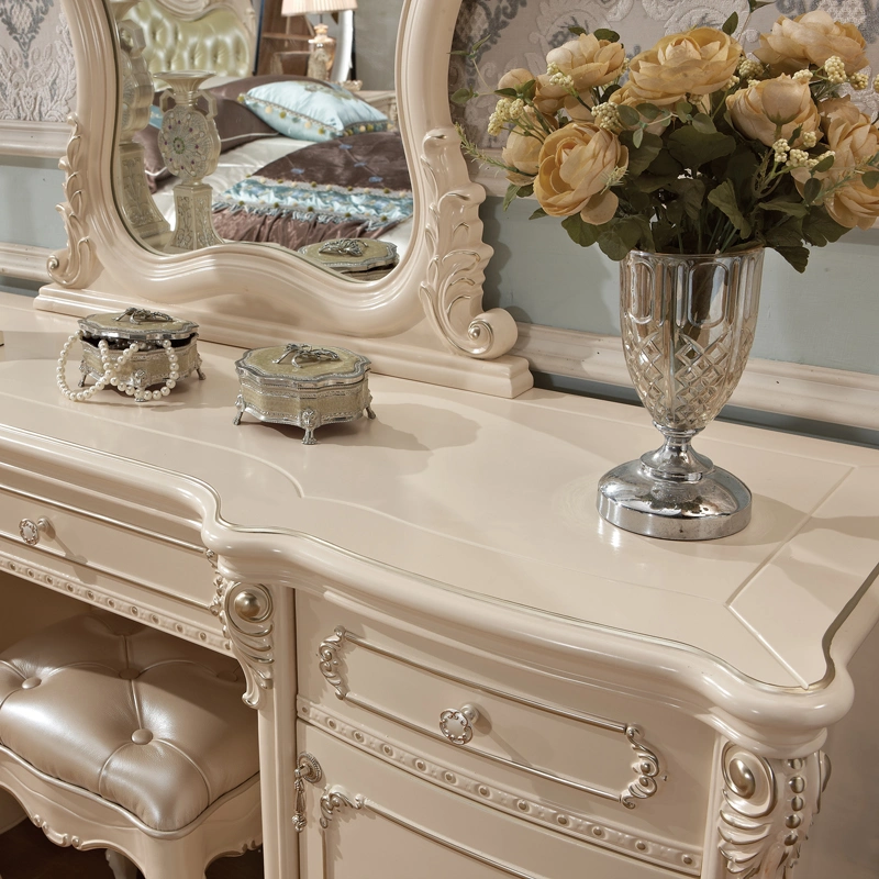 Wood Dresser Table with Dressing Mirror in Optional Furniture Color