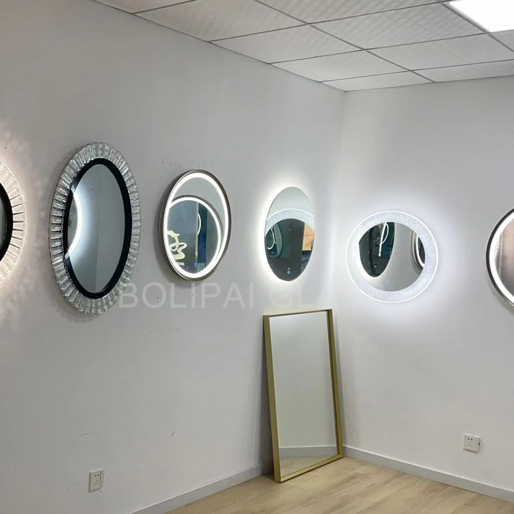 Custom Salon Touch LED Wall Mirrors Frameless Bath Mirrors with Time Display