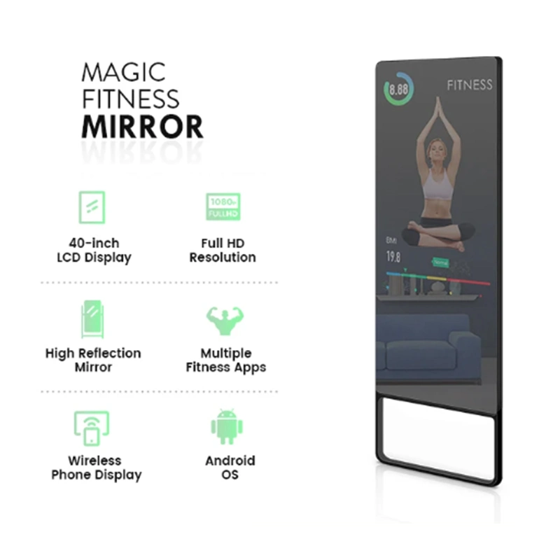 21.5 32 43 Inch Android Touch Screen Smart Magic Mirror Interactive Fitness Mirror Equipment Smart Mirror for Makeup Fitness Gym Hotel Smart Home with Camera