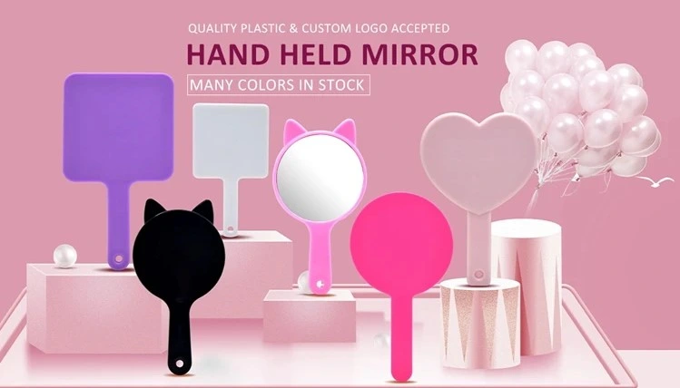 Hand Makeup Mirror with Handle Custom Cosmetic Customise Your Pocket Mirror Logo Hand Mirror for Beauty Girl Apply Cosmetics