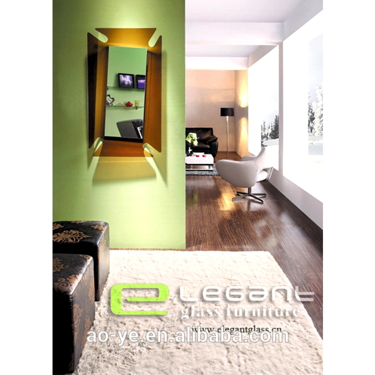 Long Twany Curved Glass Wall Mirror