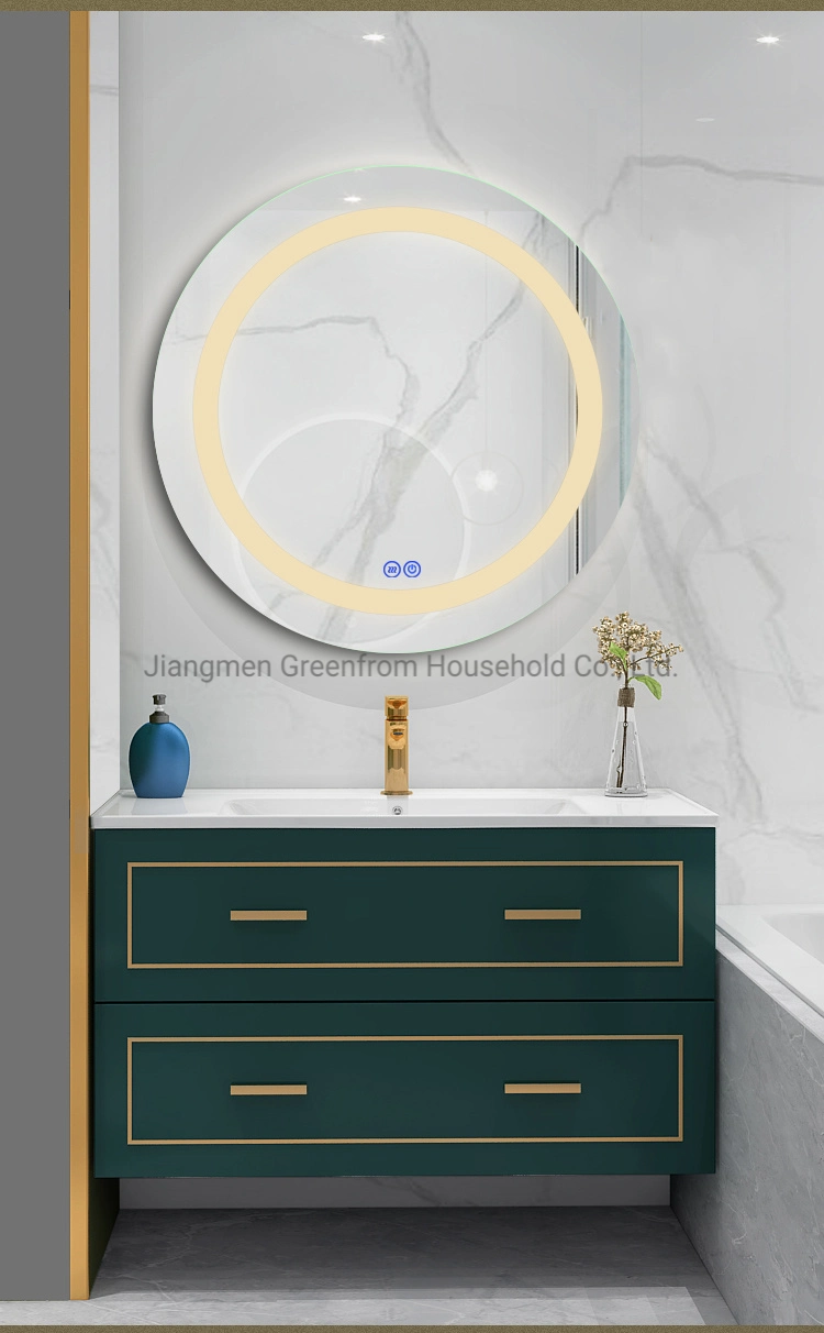 Large Hotel Bathroom Lighted Round Shape Wall Mirror