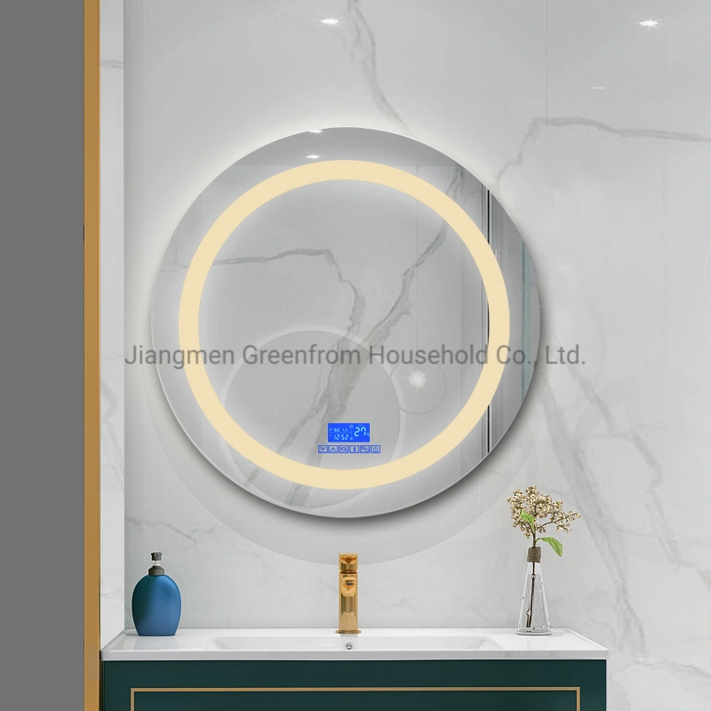 Large Hotel Bathroom Lighted Round Shape Wall Mirror