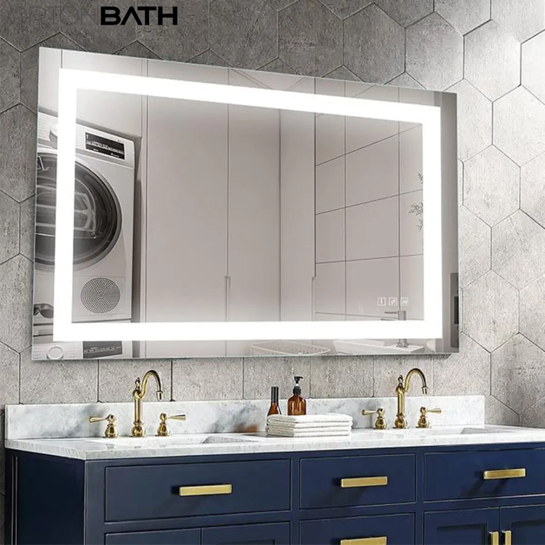 Ortonbath Two Vertical Rectangular Frameless LED Bathroom Mirror, Wall-Mounted Vanity Makeup Lighted Mirror, Anti-Fog, Dimmable Lights, Waterproof Mirror