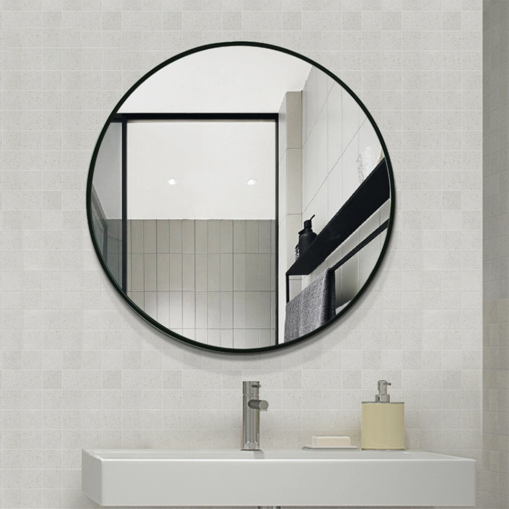 Matte Black Aluminium Frame Decorative Circle Mirror for Wall Modern Round Bathroom Mirror for Vanity