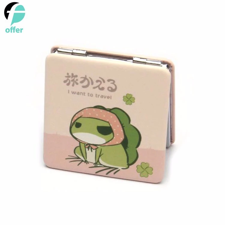 Square Folding Travel Frog Pocket Cosmetics Makeup Etiquette Beauty Hand Mirror