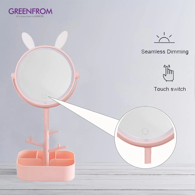 Wholesale Double Sides LED Makeup Vanity Mirror with 2 Light Setting and 5X Magnifying LED Table Mirror Gmx1801