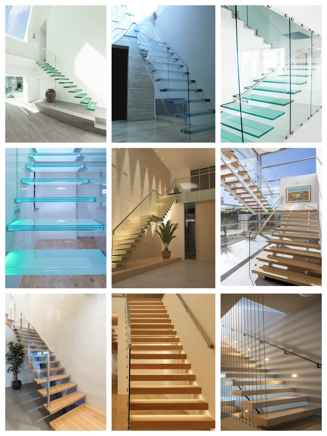 Curved Staircase with Frameless Glass Railing Stainless Steel Balustrade