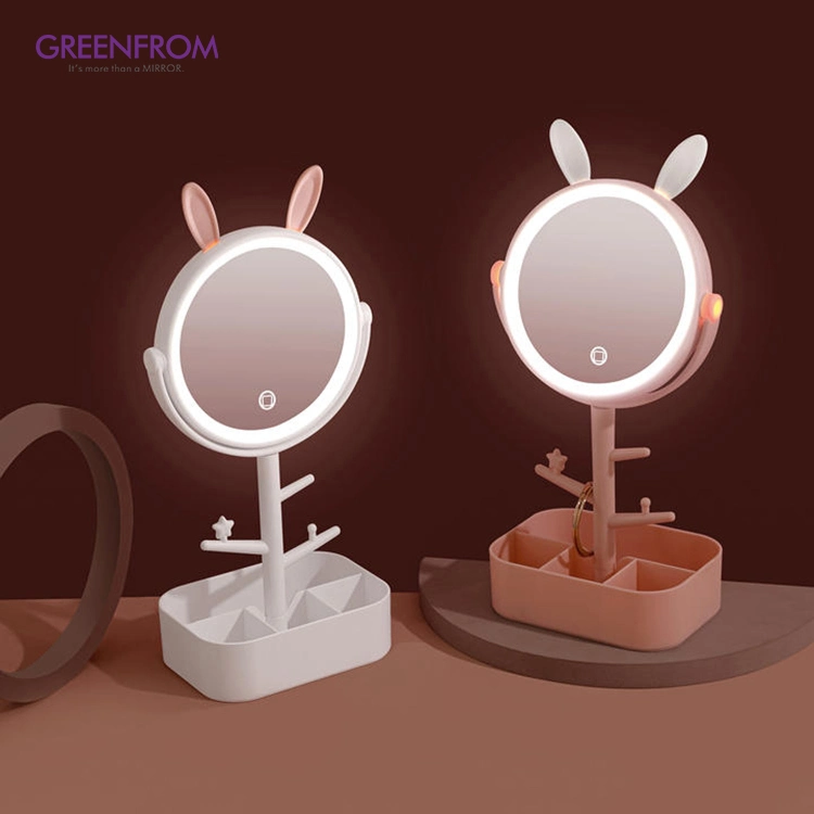 Wholesale Double Sides LED Makeup Vanity Mirror with 2 Light Setting and 5X Magnifying LED Table Mirror Gmx1801