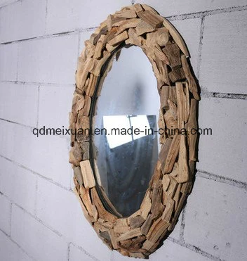 Solid Wooden Decoration to The Hotel Bathroom Cafe Bars Make up The Corridor Wall Hanging Oval Mirror Can Be Customized (M-X3759)