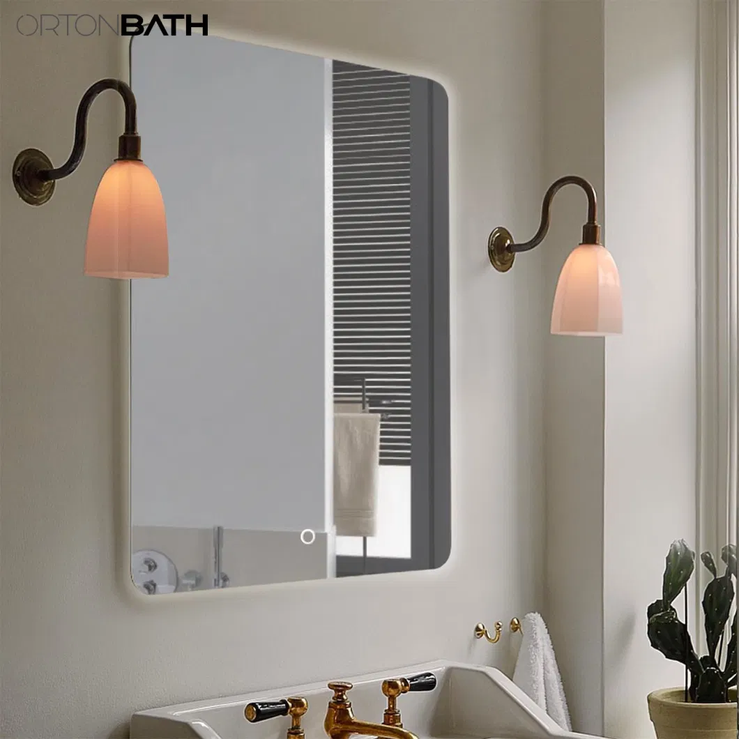 Ortonbath Rectangular Frameless LED Bathroom Vanity Mirror with on/ off Button Dimmable, Memory