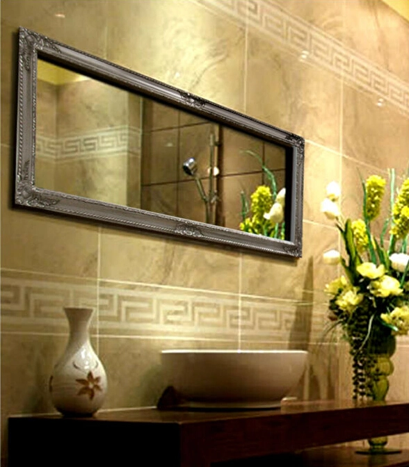 Large Wooden Silver Dressing Mirror Bathroom Hanging Wall Mirror