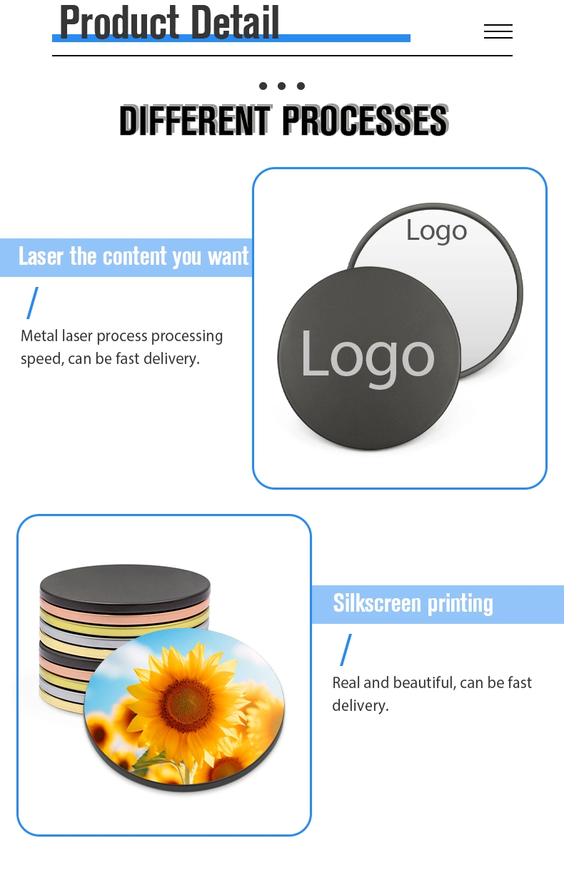Factory Custom Design Zinc Alloy Luxury Black Cute Wholesale Small Makeup Mirror Metal Gold Storage Mini Round Cosmetic Mirror