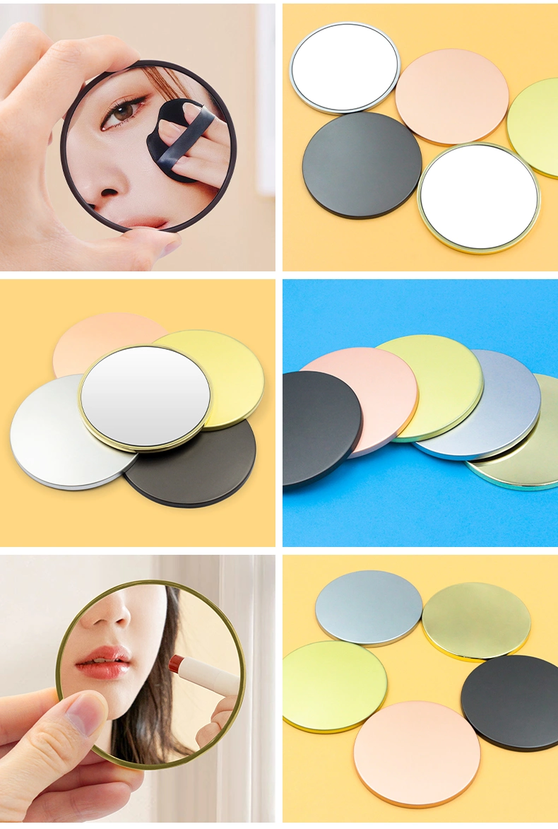 Factory Custom Design Zinc Alloy Luxury Black Cute Wholesale Small Makeup Mirror Metal Gold Storage Mini Round Cosmetic Mirror