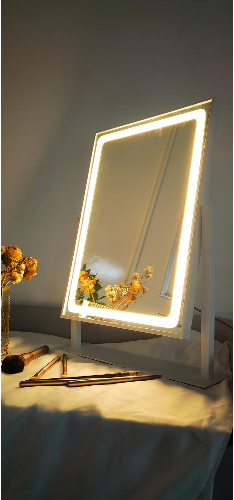 Lighted Hollywood Vanity Makeup Mirror with Smart Touch Control 3-Gear Dimable Light 360&deg; Rotation