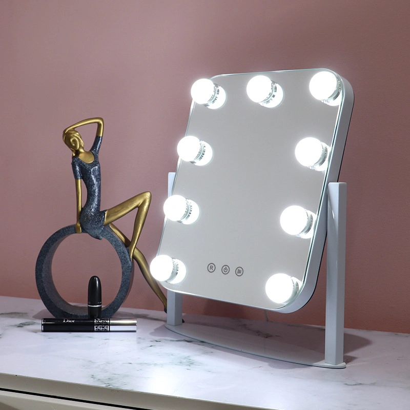 Vanity LED Makeup Mirror with Lights Hollywood with 9 Dimmable Bulbs &amp; 3 Color Lighting Modes