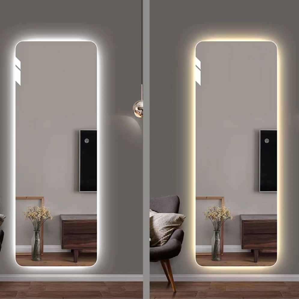 Bedroom Full Length Floor Mirror Hanging Make up Mirror with LED Lights