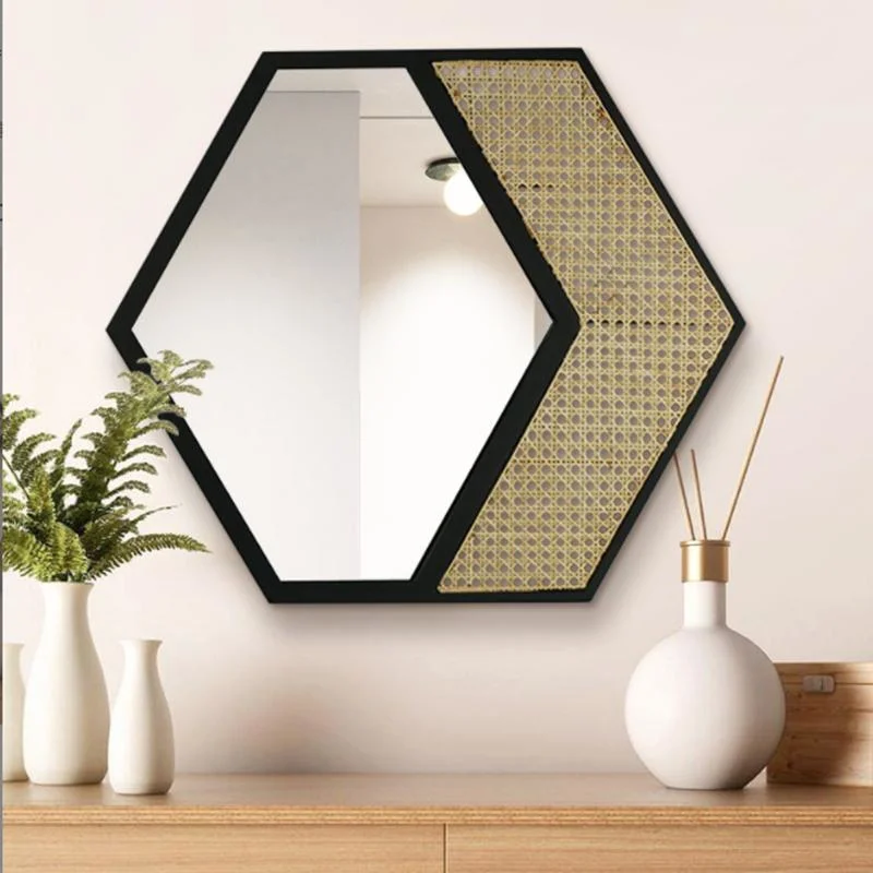 Home Mirror Decoration Retro MDF Solid Wood Mirror Bedroom Mirror