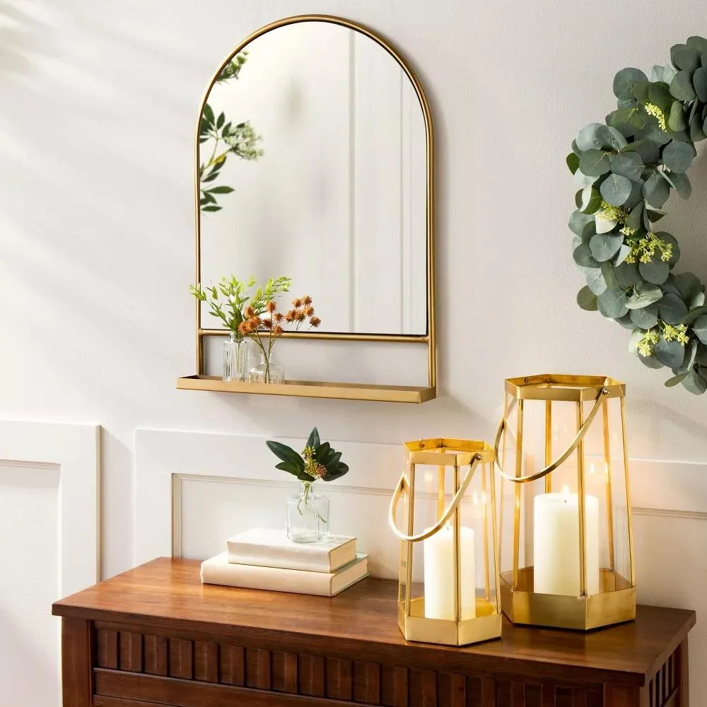 Arched Metal Frame Decorative Mirror